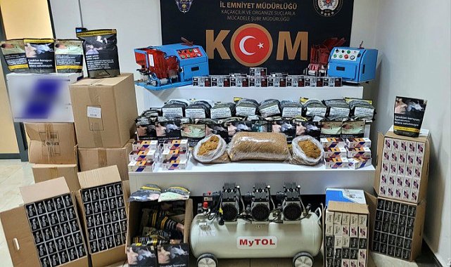 Elazığ'da 50 bin boş, 12 bin 800 de dolu bandrolsüz makaron ele geçirildi