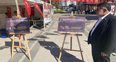 Elazığ HÜDA PAR İl Gençlik Kolları, PTT meydanı'nda bir resim sergisi düzenledi