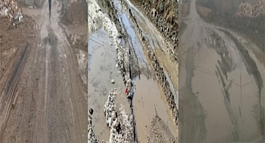 Elazığ da, Şehrin göbeğindeki Şahinkaya mahallesi yolunun hali….