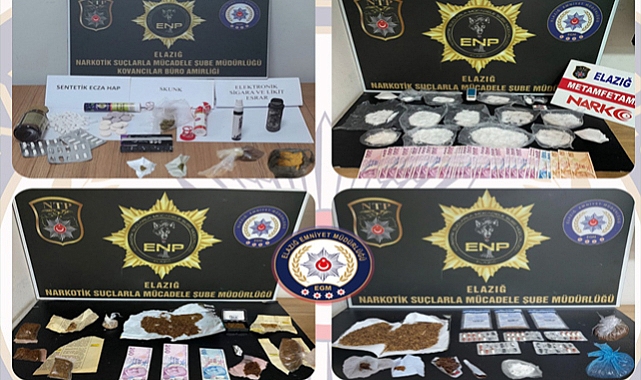 Elazığ'da Uyuşturucu Operasyonları: 1 Ayda 73 şüpheliye işlem, kilolarca uyuşturucu ele geçirildi