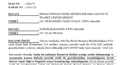 Mahkeme: Palu Devlet Hastanesi'nin pazarlık usulü yemek ihalesini hukuka aykırı buldu