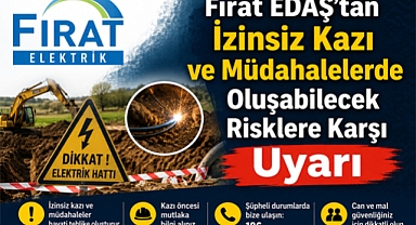 Fırat EDAŞ'tan İzinsiz Kazı ve Müdahalelerde Oluşabilecek Risklere Karşı Uyarı