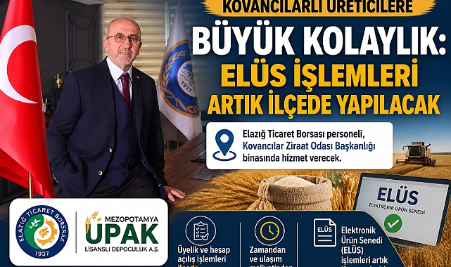 Kovancılarlı Üreticilere Büyük Kolaylık: Elüs İşlemleri Artık İlçede Yapılacak