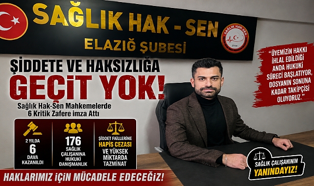 Şiddete ve Haksızlığa Geçit Yok: Sağlık Hak-Sen Elazığ Şubesi 2 Yılda 6 Dava Kazandı