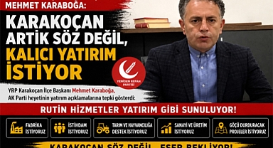 YRP Karakoçan İlçe Başkanı Karaboğa: